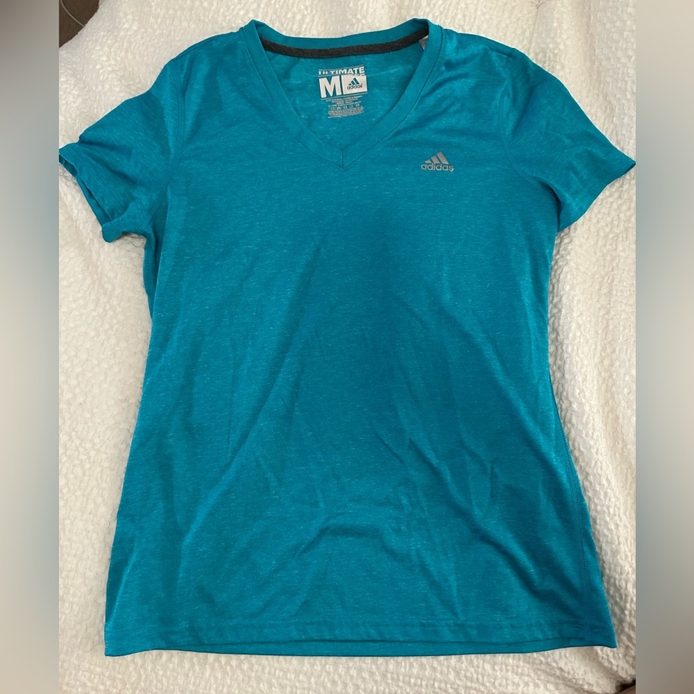 ADIDAS TEAL ULTIMATE TEE VNECK WORKOUT TOP - BUNDLE TO SAVE